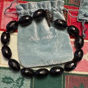 Dian Malouf Black Onyx faceted Beaded Necklace